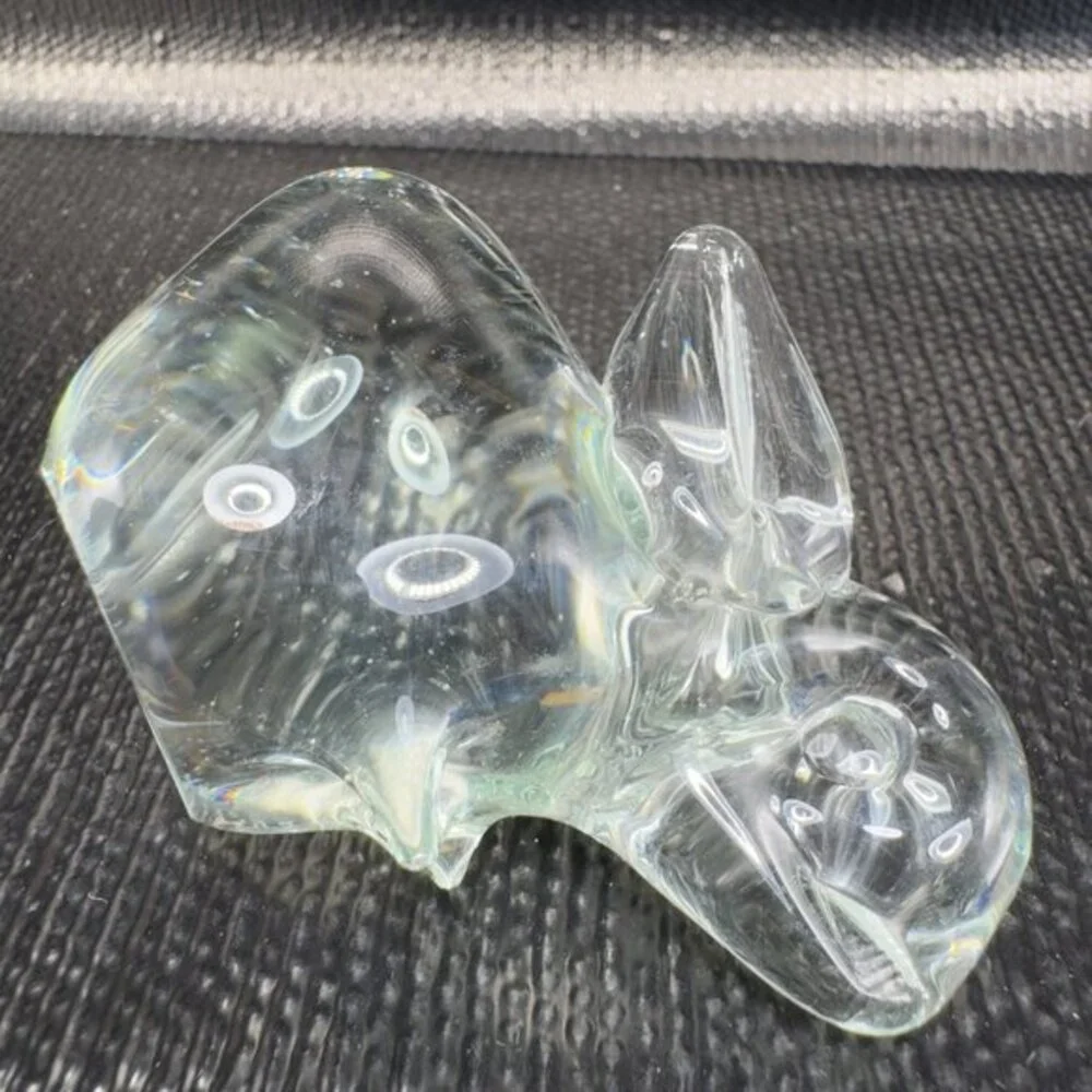 1980s Clear‎ Bunny Rabbit Small Glass Figurine Decorative Vintage Figure Decor